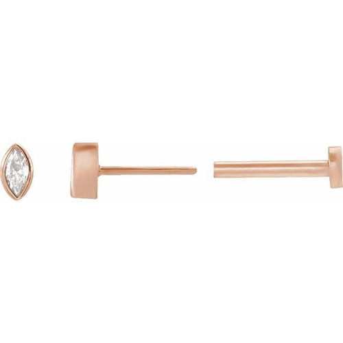 14K Rose .07 CT Natural Diamond Press Fit Back Stud Earring