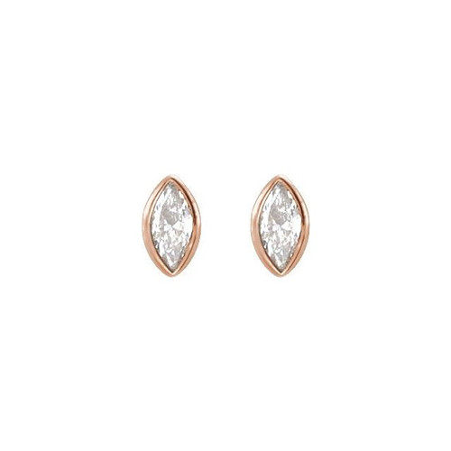 14K Rose .07 CT Natural Diamond Press Fit Back Stud Earring