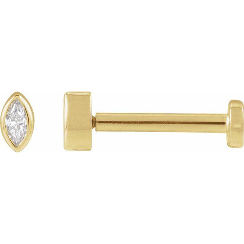 14K Yellow .02 CT Natural Diamond Press Fit Back Stud Earring