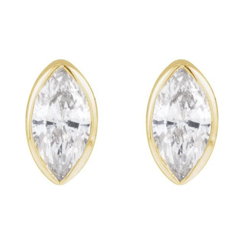 14K Yellow .03 CT Natural Diamond Press Fit Back Stud Earring