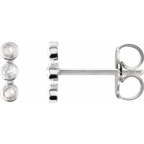 Platinum Rose-Cut .05 CTW Natural Diamond Three-Stone Bar Earrings