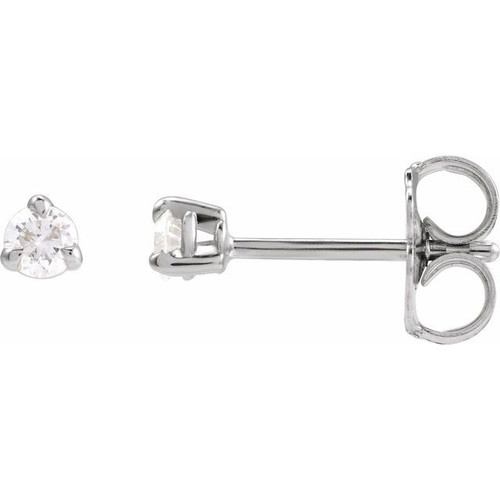 14K White 1/8 CTW Natural Diamond Earrings