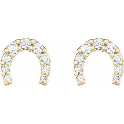 14K Yellow 1/6 CTW Natural Diamond Horseshoe Earrings