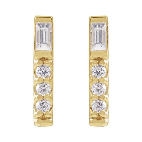14K Yellow 1/5 CTW Natural Diamond Bar Earrings