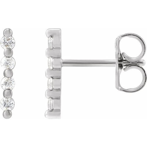 14K White 1/10 CTW Natural Diamond Bar Earrings