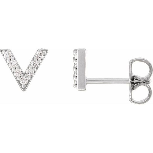 Sterling Silver 1/10 CTW Natural Diamond V Earrings