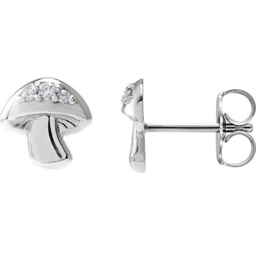 Sterling Silver .05 CTW Natural Diamond Mushroom Earrings