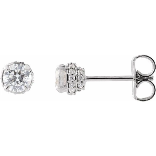 Sterling Silver 3/4 CTW Natural Diamond Hidden Halo Earrings