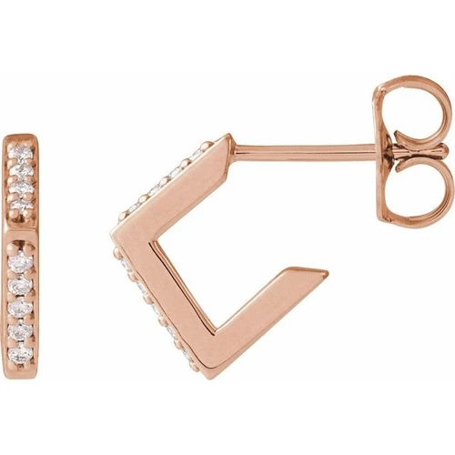 14K Rose .07 CTW Natural Diamond Geometric Earrings