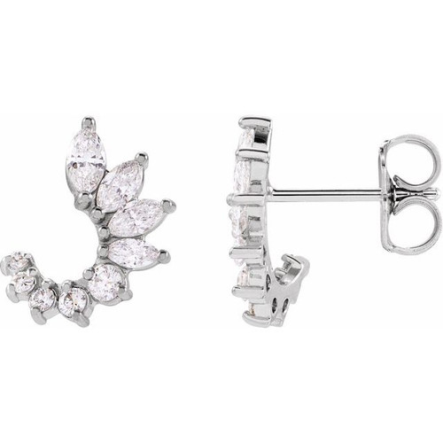 Platinum 1/2 CTW Natural Diamond Front-Back Earrings