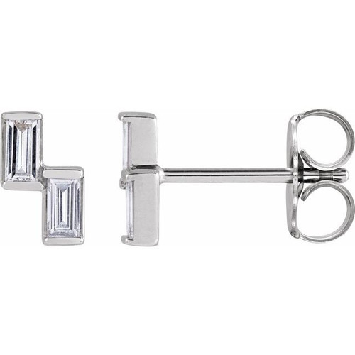 Sterling Silver 1/4 CTW Natural Diamond Two-Stone Stud Earrings