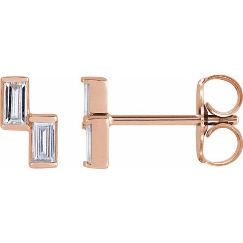 14K Rose 1/4 CTW Natural Diamond Two-Stone Stud Earrings