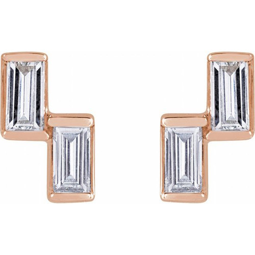 14K Rose 1/4 CTW Natural Diamond Two-Stone Stud Earrings