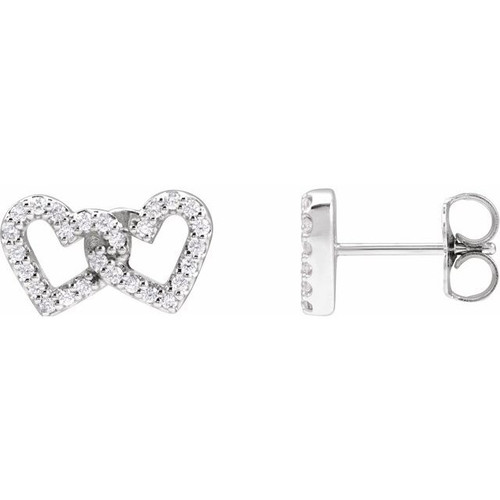 Platinum 1/5 CTW Natural Diamond Interlocking Heart Earrings