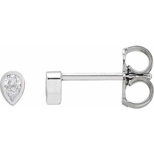 14K White 1/10 CTW Lab-Grown Diamond Bezel-Set Earrings