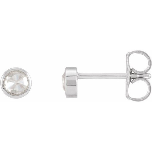 Platinum .03 CTW Rose-Cut Natural Diamond Bezel-Set Earrings