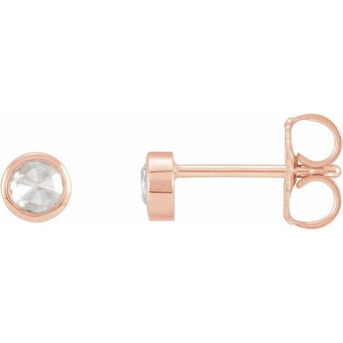 14K Rose .07 CTW Rose-Cut Natural Diamond Bezel-Set Earrings