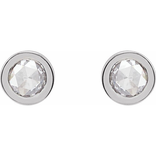 Sterling Silver 3/4 CTW Rose-Cut Natural Diamond Bezel-Set Earrings