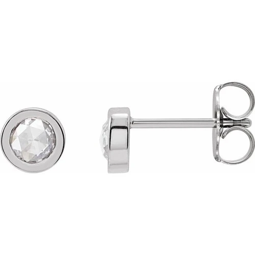 Platinum 1/3 CTW Rose-Cut Natural Diamond Bezel-Set Earrings