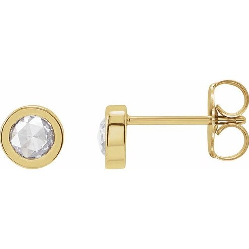 14K Yellow 1/3 CTW Rose-Cut Natural Diamond Bezel-Set Earrings