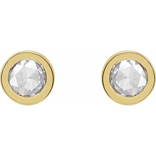 14K Yellow 1/3 CTW Rose-Cut Natural Diamond Bezel-Set Earrings