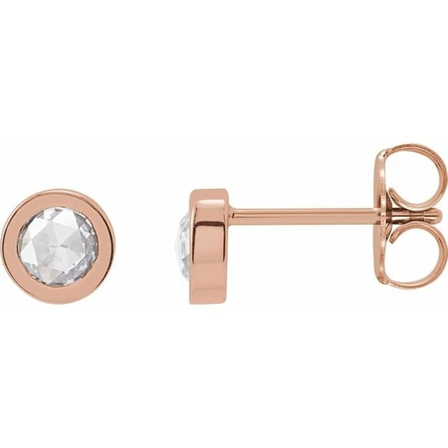 14K Rose 1/3 CTW Rose-Cut Natural Diamond Bezel-Set Earrings