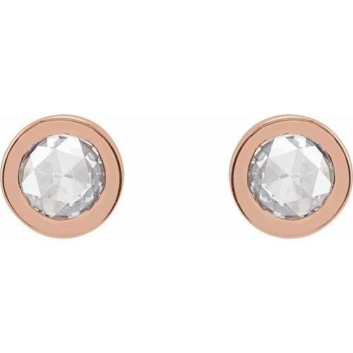 14K Rose 1/3 CTW Rose-Cut Natural Diamond Bezel-Set Earrings