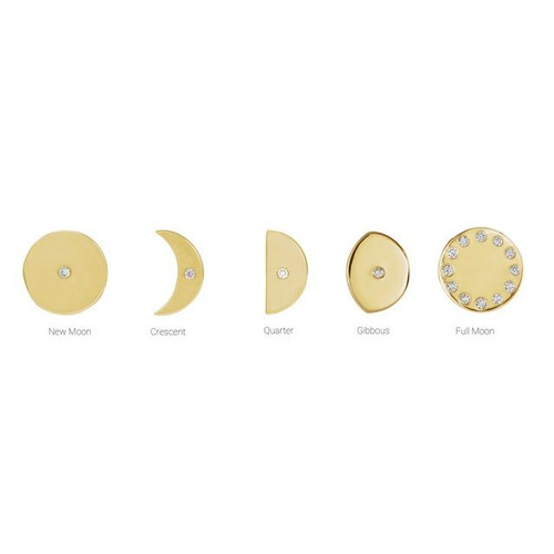 14K Rose .0025 CT Natural Diamond Crescent Moon Phase Earring