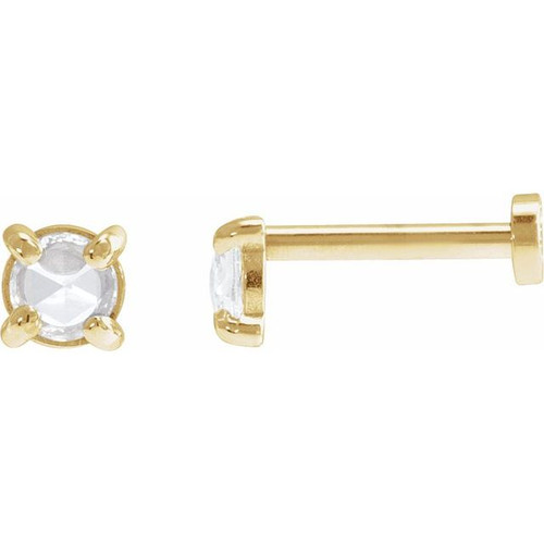 14K Yellow 1/6 CT Rose-Cut Natural Diamond Press Fit Back Stud Earring