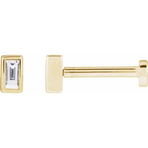 14K Yellow .05 CT Natural Diamond Press Fit Back Stud Earring 