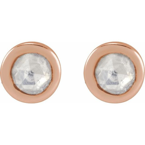 14K Rose .02 CTW Rose-Cut Natural Diamond Stud Earrings