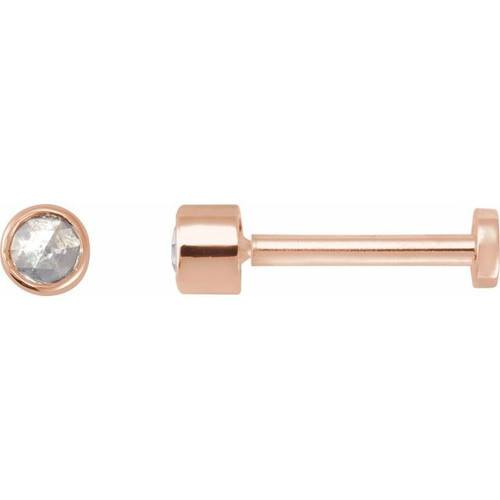 14K Rose .04 CT Rose-Cut Natural Diamond Press Fit Back Stud Earring