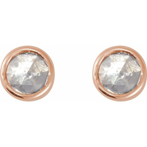14K Rose .04 CT Rose-Cut Natural Diamond Press Fit Back Stud Earring