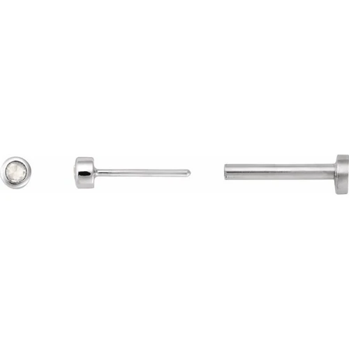 14K White .01 CT Rose-Cut Natural Diamond Press Fit Back Stud Earring