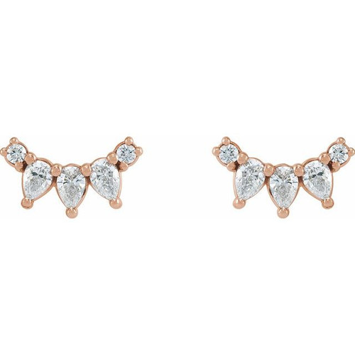14K Rose 1/3 CTW Natural Diamond Curved Bar Earrings