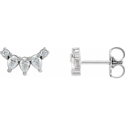 Platinum 1/3 CTW Natural Diamond Curved Bar Earrings