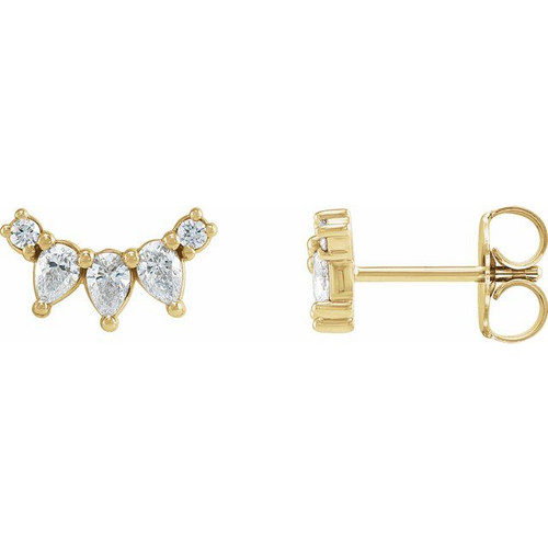 14K Yellow 1/3 CTW Natural Diamond Curved Bar Earrings