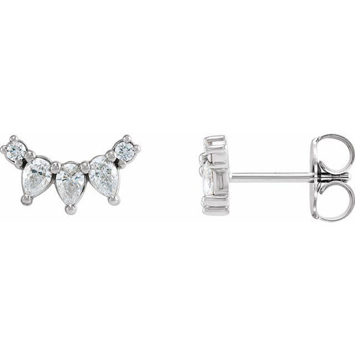 14K White 1/3 CTW Natural Diamond Curved Bar Earrings