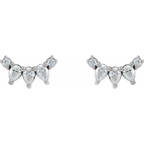 14K White 1/3 CTW Natural Diamond Curved Bar Earrings