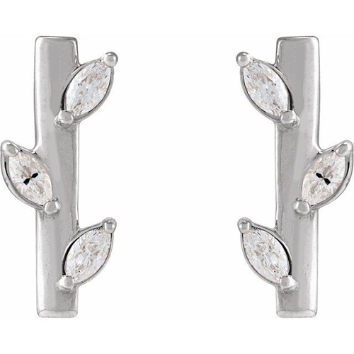 Platinum 1/10 CTW Natural Diamond Floral Bar Earrings