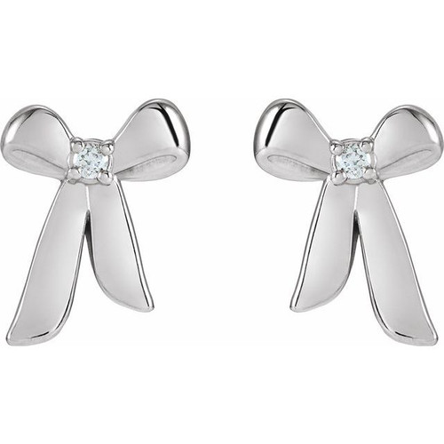 Platinum .03 CTW Natural Diamond Bow Earrings