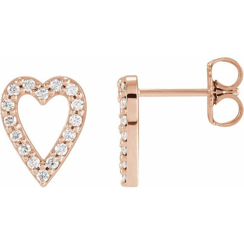 14K Rose 1/5 CTW Natural Diamond Heart Earrings