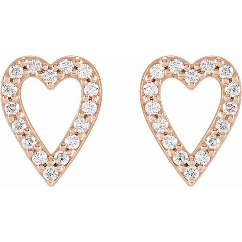 14K Rose 1/5 CTW Natural Diamond Heart Earrings