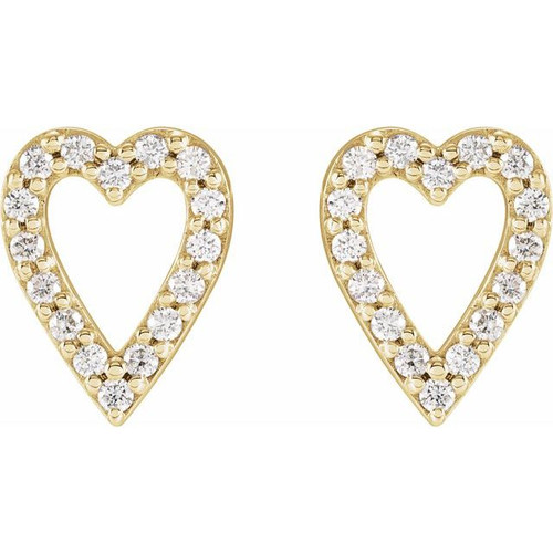 14K Yellow 1/5 CTW Natural Diamond Heart Earrings