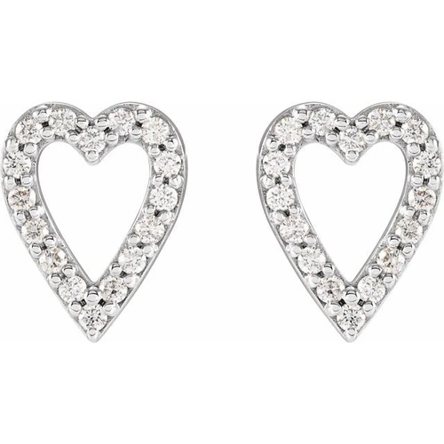 14K White 1/5 CTW Natural Diamond Heart Earrings