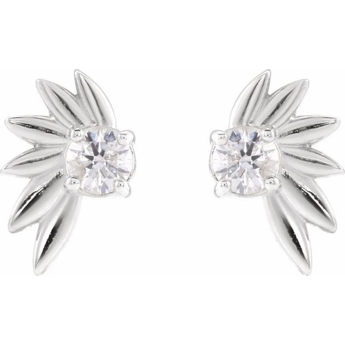 Platinum 1/5 CTW Natural Diamond Half-Flower Earrings