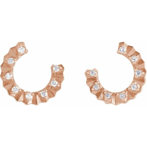 14K Rose 1/8 CTW Natural Diamond Forward-Facing 12.7 mm Earrings