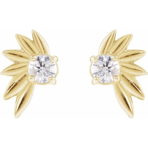 14K Yellow 1/5 CTW Natural Diamond Half-Flower Earrings