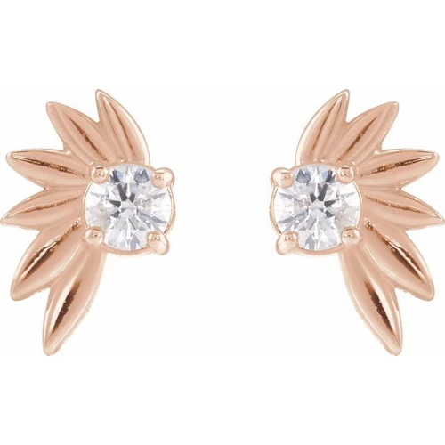 14K Rose 1/5 CTW Natural Diamond Half-Flower Earrings
