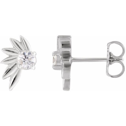 Sterling Silver 1/5 CTW Natural Diamond Half-Flower Earrings
